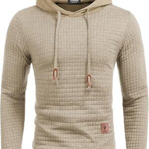COOFANDY Hooded Waffle Knit Pullover
