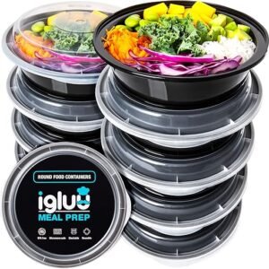 Igluu Round Meal Prep Containers - Reusable with Airtight Lids