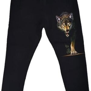 Men's Black Wolf Fleece Jogger Sweatpants
