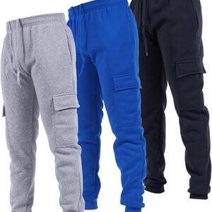 Men's Fleece Cargo Joggers 3 Pack