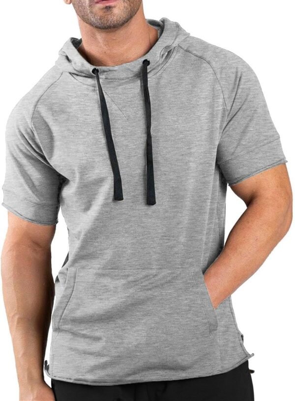 Men's Short Sleeve Gym Sweatshirt Hoodie