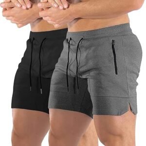 Men's Workout Shorts with Zipper Pocket