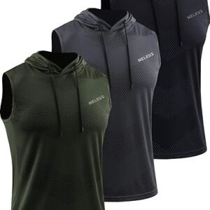 Neleus Men's 3-Pack Sleeveless Running Shirts
