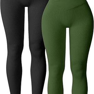 OQQ Ribbed Yoga Leggings - Women's