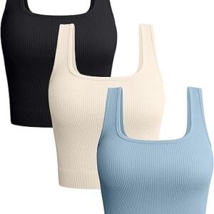 OQQ Women's Ribbed Tank Tops Set