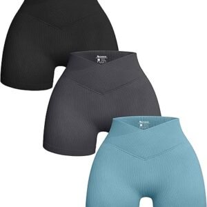 OQQ Women's Ribbed Yoga Shorts Set