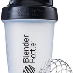Protein Shake Shaker Bottle, 20oz Clear/Black