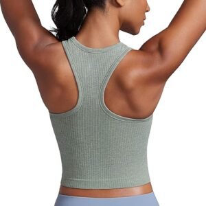 Seamless Ribbed High Neck Sports Bra