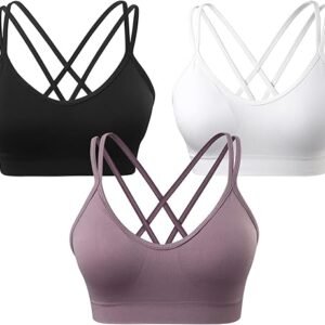 VEQKING Women's Strappy Sports Bra Set