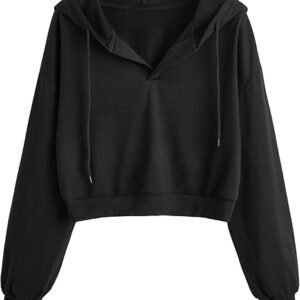 Verdusa Drop Shoulder Crop Hoodie