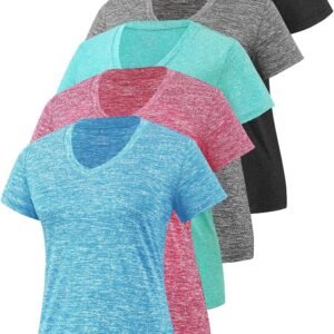 Women's 5-Pack Moisture Wicking V-Neck Tee