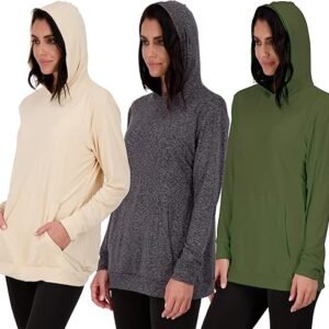 Women's Dry Fit Hoodie Sweatshirt, 3 Pack